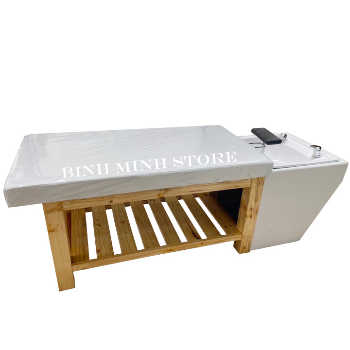 BÀN GỘI ĐẦU GỖ THÔNG 2 TRONG 1 BỒN SỨ M1