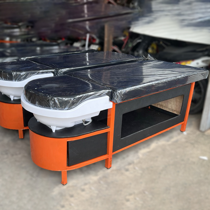 GIƯỜNG GỘI ĐẦU 2 TRONG 1 KHUNG SẮT MÀU CAM