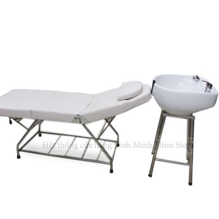 GIƯỜNG GỘI ĐẦU CHÂN INOX BỒN SỨ