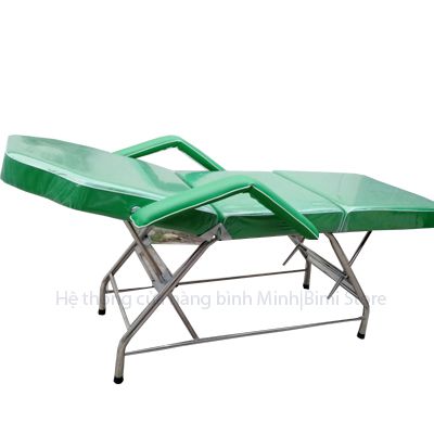 GIƯỜNG MASSAGE INOX GẤP KHÚC NỆM XANH