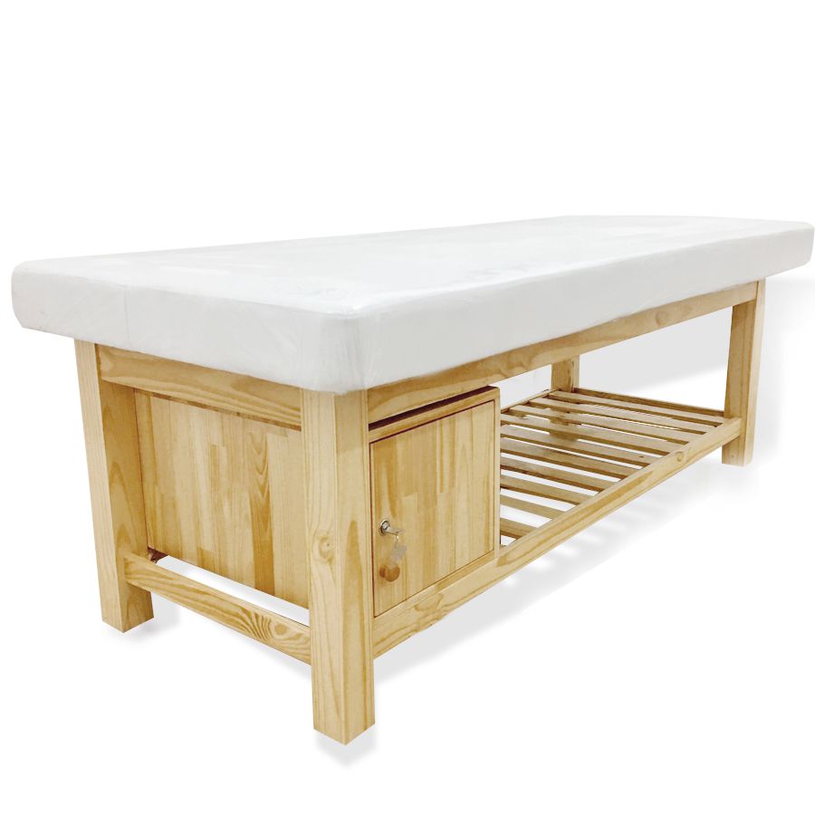 GIƯỜNG SPA GỖ THÔNG TỰ NHIÊN CÓ TỦ ĐỰNG ĐỒ