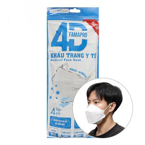 KHẨU TRANG Y TẾ 4 LỚP FAMAPRO 4D GÓI 10 CÁI